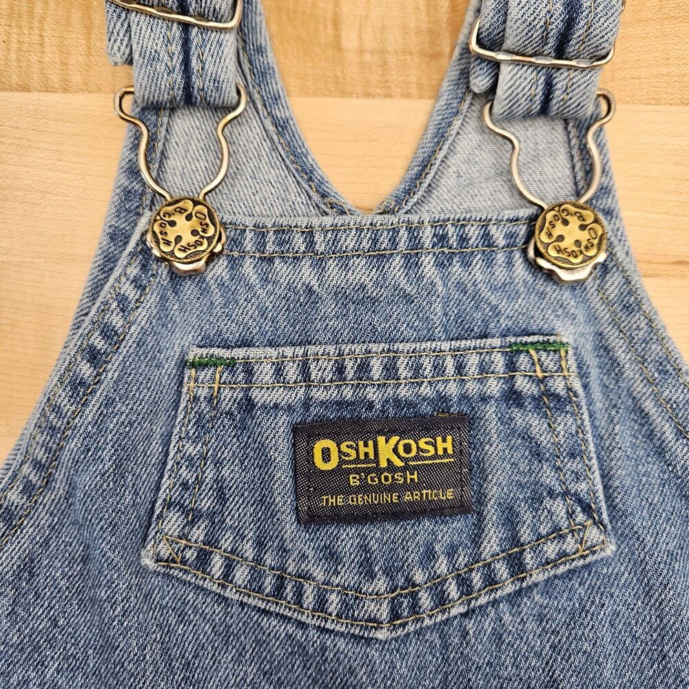 Vintage Oshkosh B'Gosh Vestbak Overalls Baby 24 Months Leg Snaps Blue Denim USA
